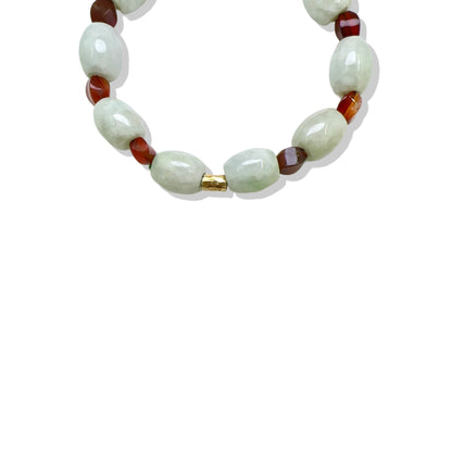 Abundance Bracelet with Burma Jade Gourd, Multi Color Agate