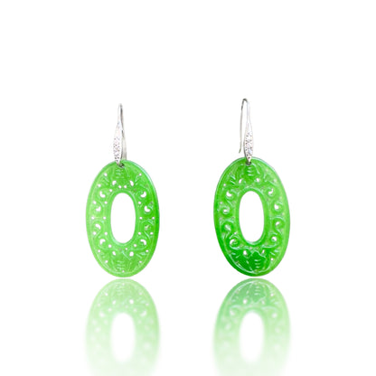 Abundance Earrings with Green Jade Carving