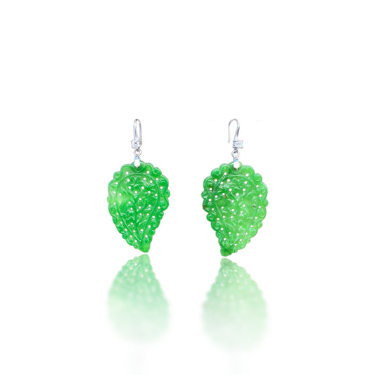 Abundance Earrings with Green Jade Carving