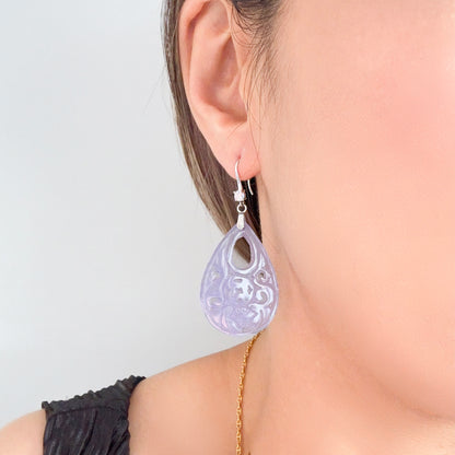 Abundance Earrings with Lavender Jade Carving