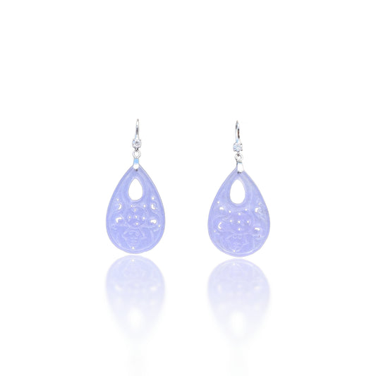 Abundance Earrings with Lavender Jade Carving
