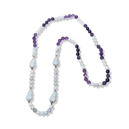 Abundance Necklace with Amethyst and Green Burma Jade