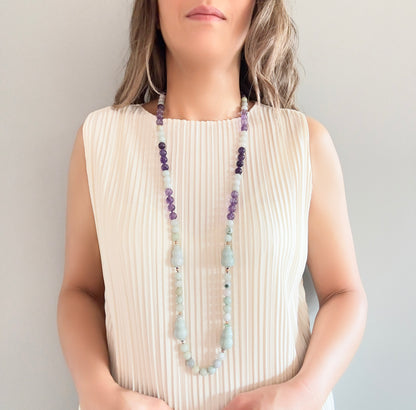 Abundance Necklace with Amethyst and Green Burma Jade