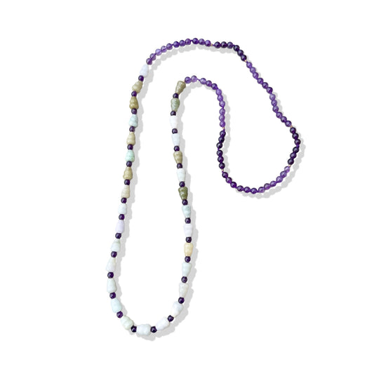 Abundance Necklace with Green Burma Jade and Amethyst