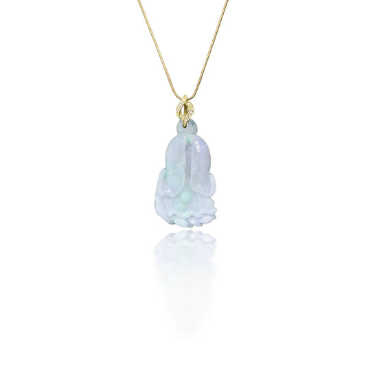 Abundance pendant with Grade A Burma Jade Chinese Cabbage Carving