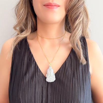 Abundance pendant with Grade A Burma Jade Chinese Cabbage Carving