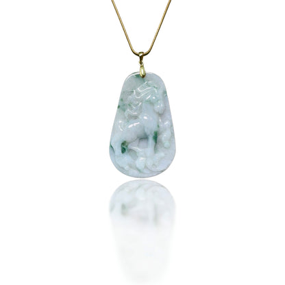 Abundance pendant with Grade A Burma Jade Horse Carving