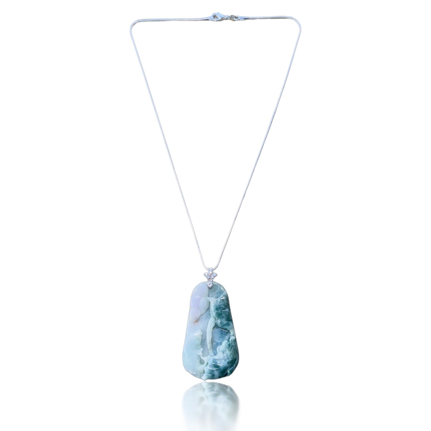 Abundance Pendant with Grade A Burma Jade Fish and Ruyi Carving