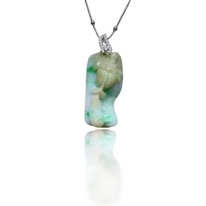 Abundance Pendant with Grade A Burma Jade Goldfish Carving