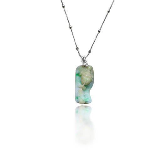 Abundance Pendant with Grade A Burma Jade Goldfish Carving