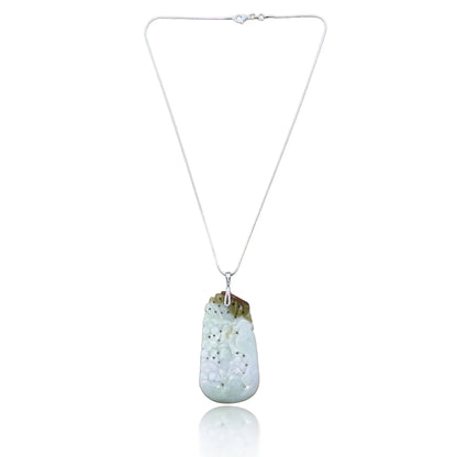 Abundance Pendant with Grade A Burma Jade Parrot and Cherry Blossom Carving