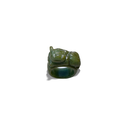 Abundance Ring with Burma Jade Pi Xiu (貔貅) Carving