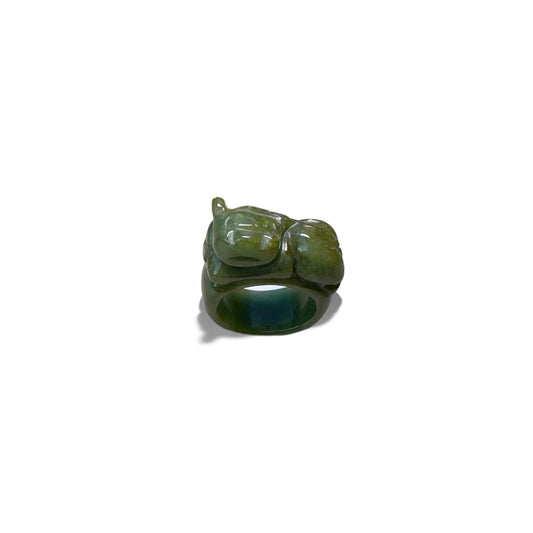 Abundance Ring with Burma Jade Pi Xiu (貔貅) Carving