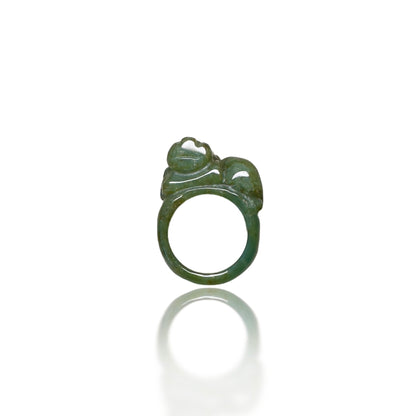 Abundance Ring with Burma Jade Pi Xiu (貔貅) Carving