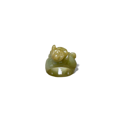 Abundance Ring with Burma Jade Pi Xiu (貔貅) Carving