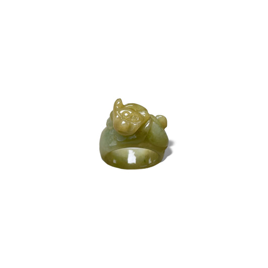 Abundance Ring with Burma Jade Pi Xiu (貔貅) Carving