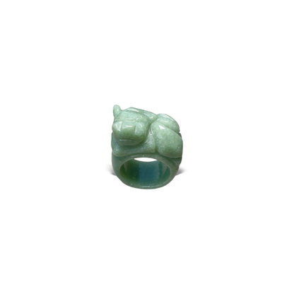 Abundance Ring with Burma Jade Pi Xiu (貔貅) Carving