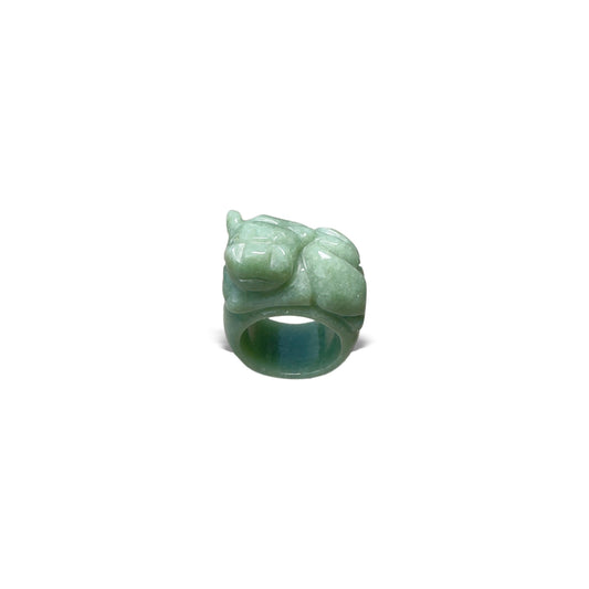 Abundance Ring with Burma Jade Pi Xiu (貔貅) Carving