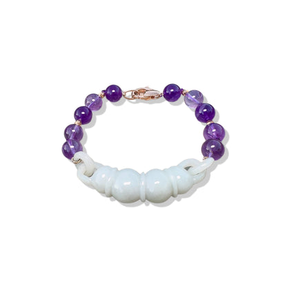 Calming Bangle with Amethyst and Burma Green Jade Carving