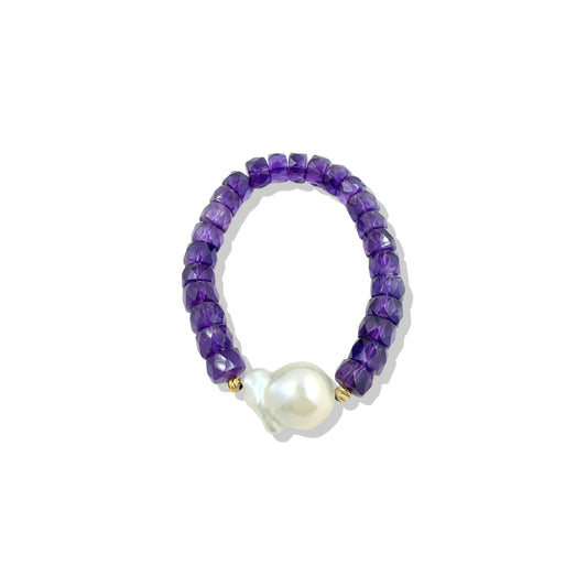 Calming Bracelet with Amethyst and Freshwater Baroque pearl