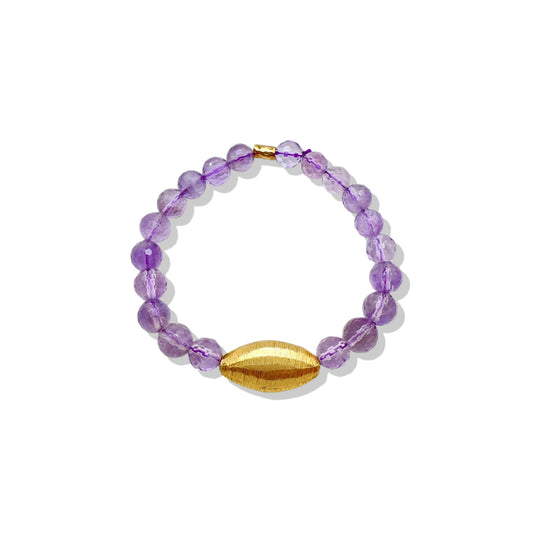Calming Bracelet with Lavender Amethyst and Yellow Gold Bead