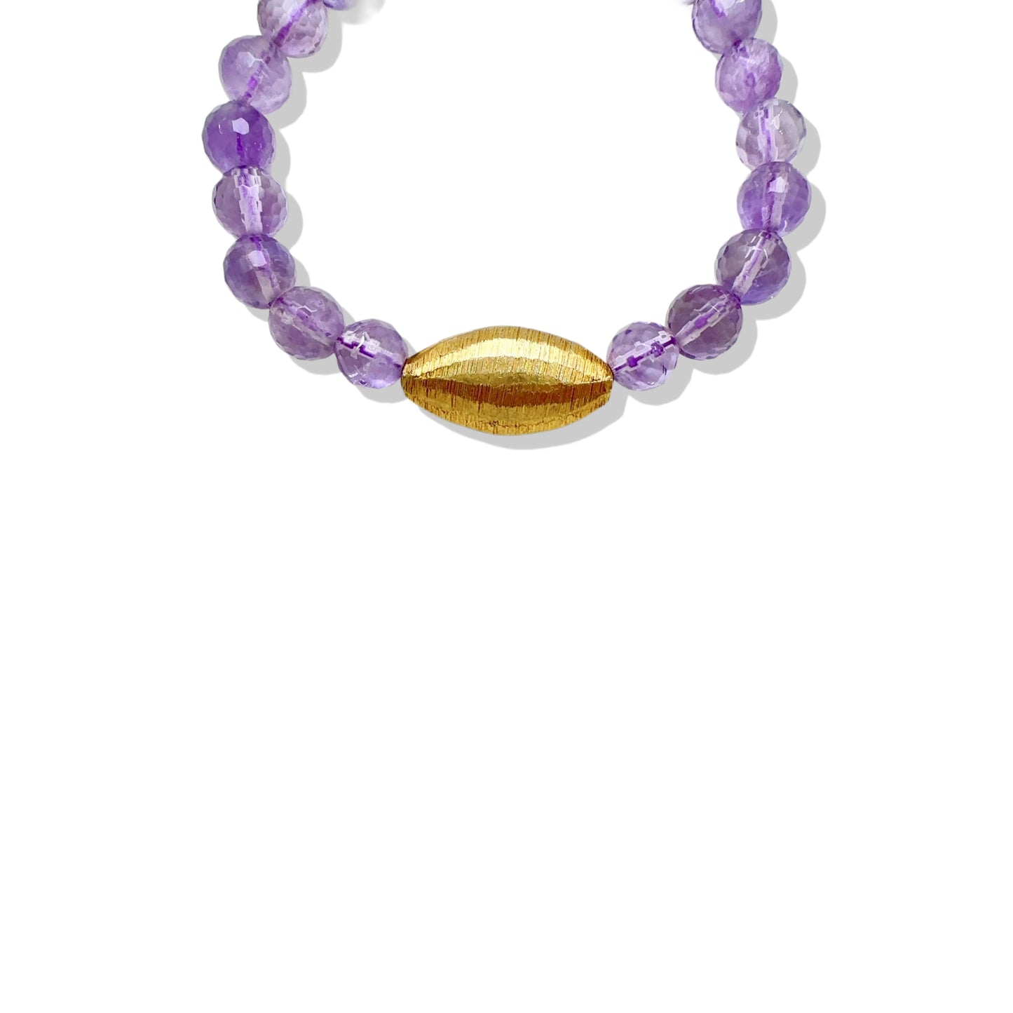 Calming Bracelet with Lavender Amethyst and Yellow Gold Bead