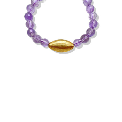 Calming Bracelet with Lavender Amethyst and Yellow Gold Bead