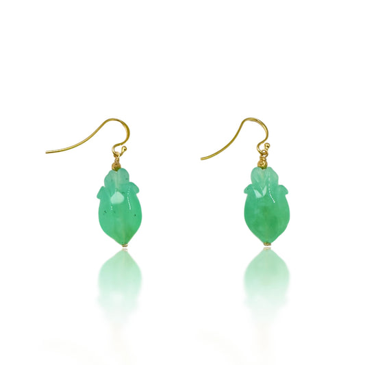 Calming Earrings with Chrysoprase Carving