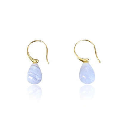 Calming Earrings with Blue Lace Agate Briolette