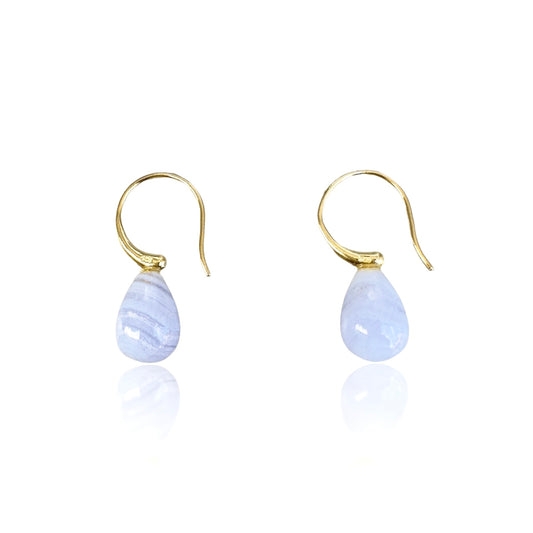 Calming Earrings with Blue Lace Agate Briolette