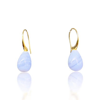 Calming Earrings with Blue Lace Agate Briolette