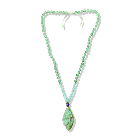 Calming Necklace with Chrysoprase and Lapis