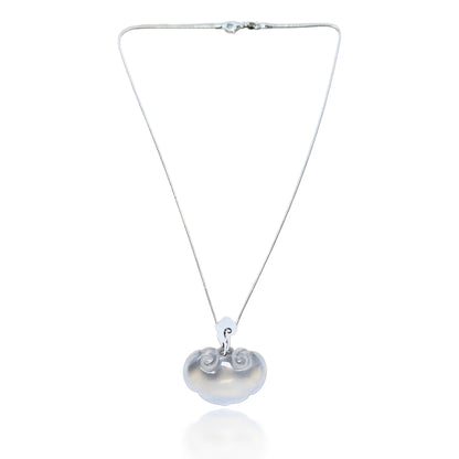 Calming Pendant with Icy Agate Cloud Somersault Carving