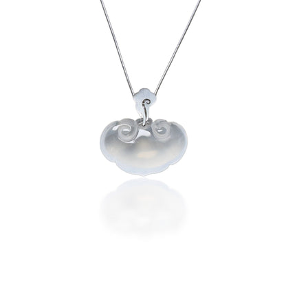 Calming Pendant with Icy Agate Cloud Somersault Carving