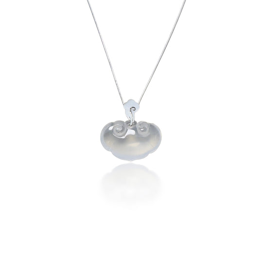 Calming Pendant with Icy Agate Cloud Somersault Carving