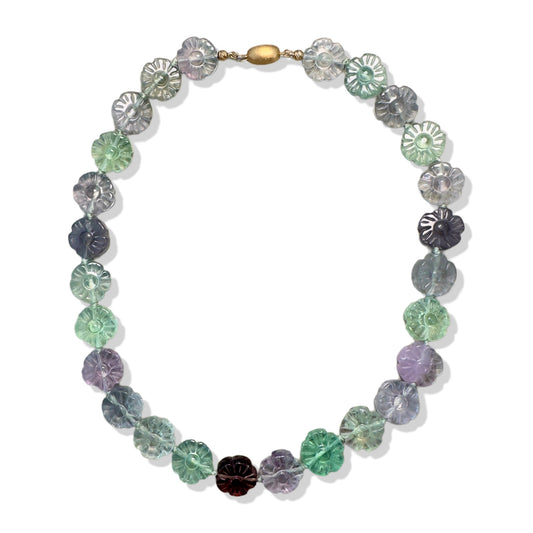 Clarity Necklace with Fluorite Flower Carving