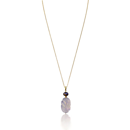 Cleansing pendant with Fluorite and freshwater pearl