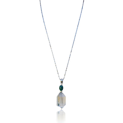 Cleansing Pendant with Green Phantom Quartz and Moss Agate