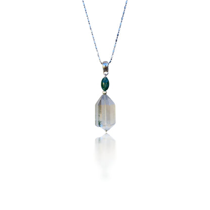 Cleansing Pendant with Green Phantom Quartz and Moss Agate