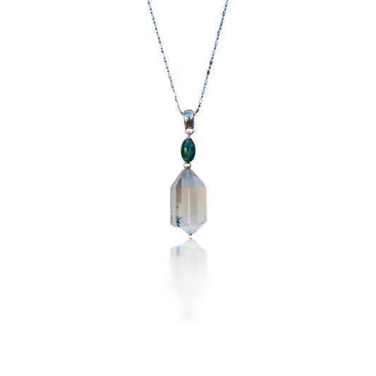 Cleansing Pendant with Green Phantom Quartz and Moss Agate