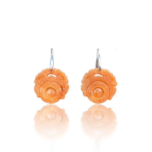 Courage Earrings with Carnelian Qilin Carving