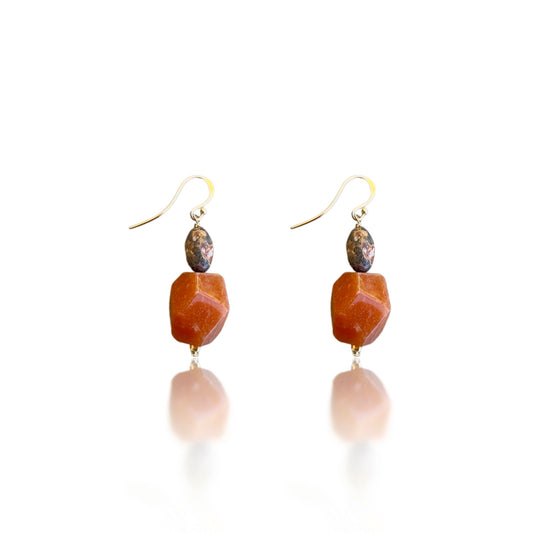 Courage Earrings with Carnelian and Picture Jasper