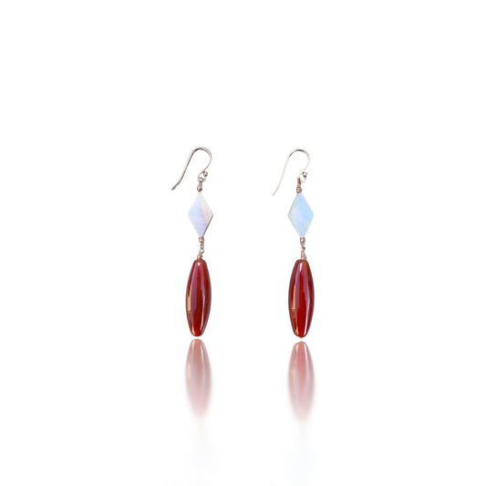 Courage Earrings with Carnelian, Mother of Pearl