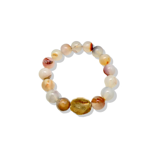 Creativity Bracelet with Orange Agate and Yellow Gold Bead