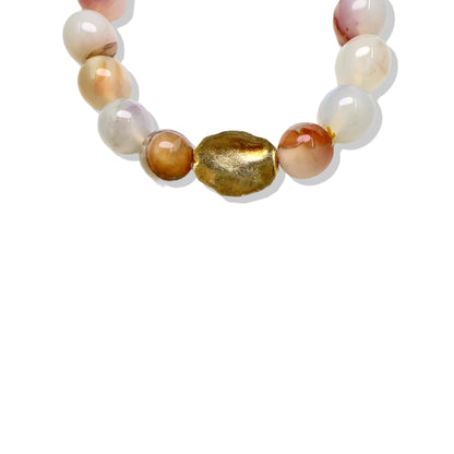 Creativity Bracelet with Orange Agate and Yellow Gold Bead