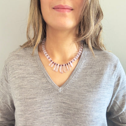 Grace & Tenderness Necklace – Garnet, Kunzite, Rose Quartz & Rose Gold