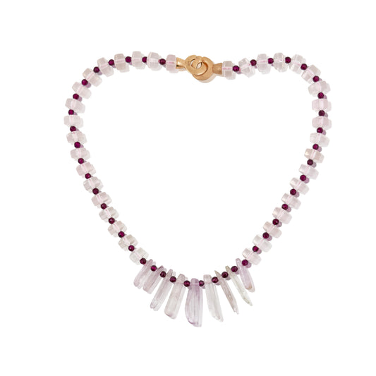Grace & Tenderness Necklace – Garnet, Kunzite, Rose Quartz & Rose Gold