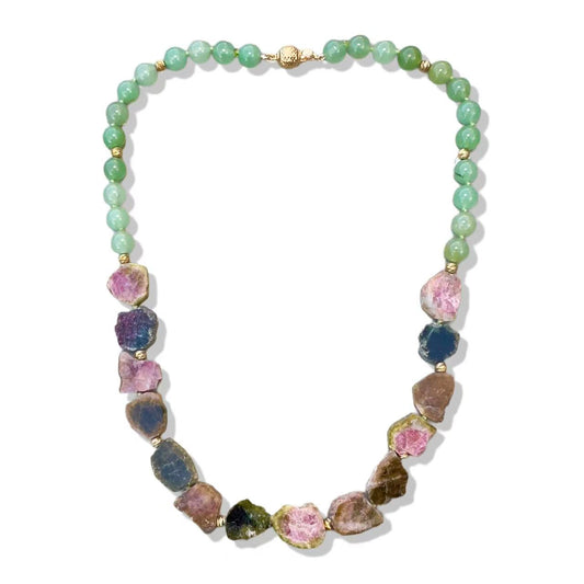 Harmony Necklace with Tourmaline Slice and Aventurine
