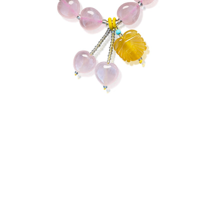 Grace & Joy Bracelet – Rose Quartz Heart & Citrine Carved Beads