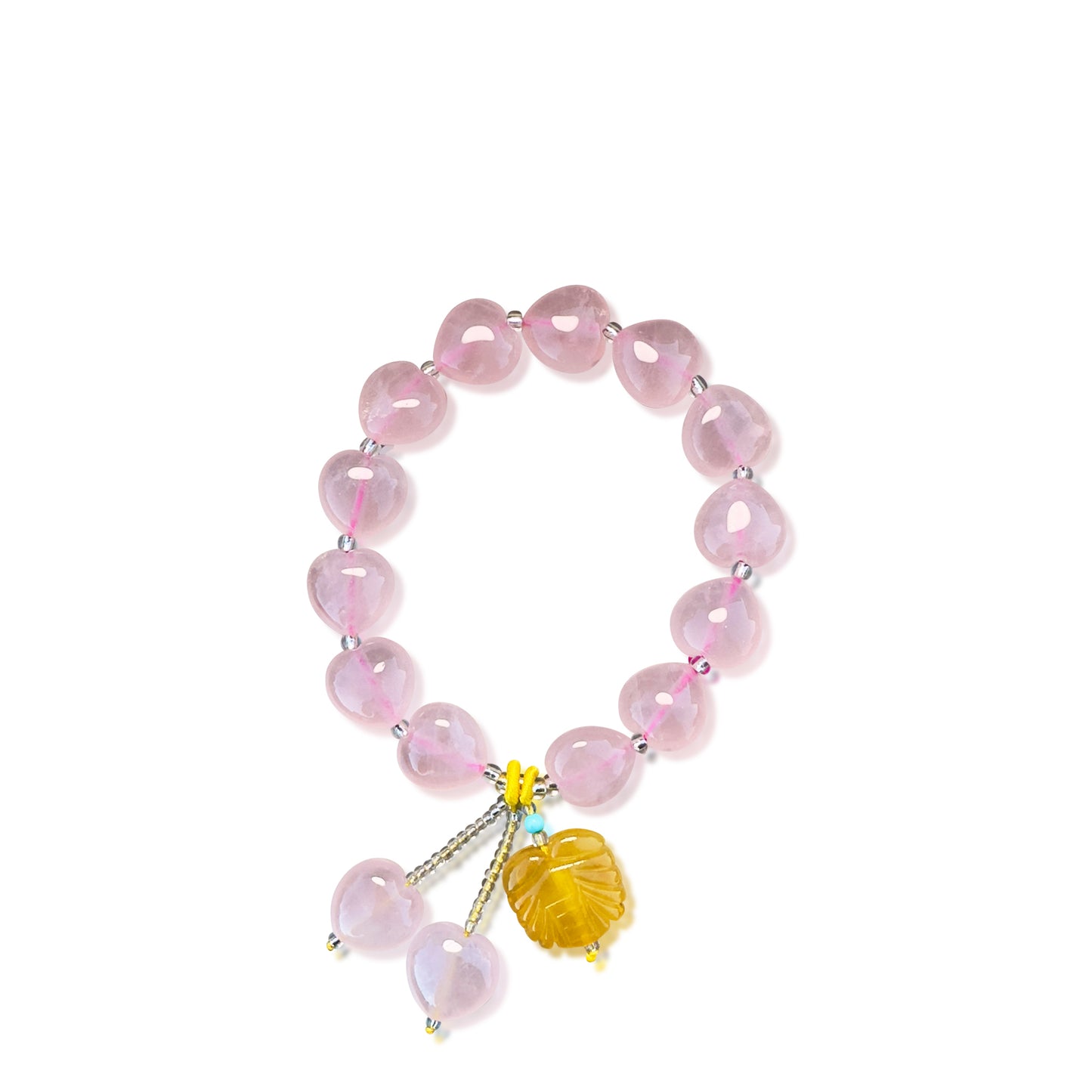 Grace & Joy Bracelet – Rose Quartz Heart & Citrine Carved Beads